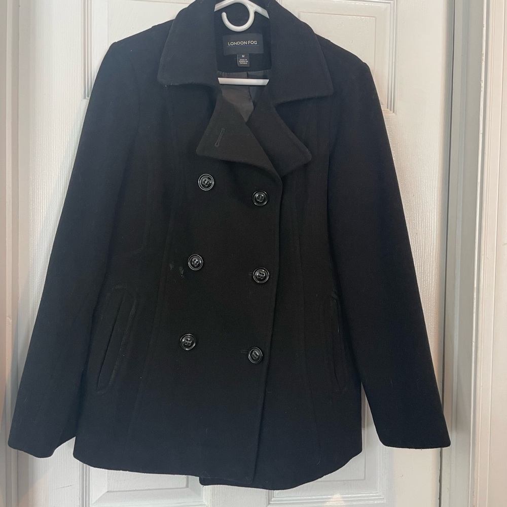 London Fog Women's Black Peacoat Medium
